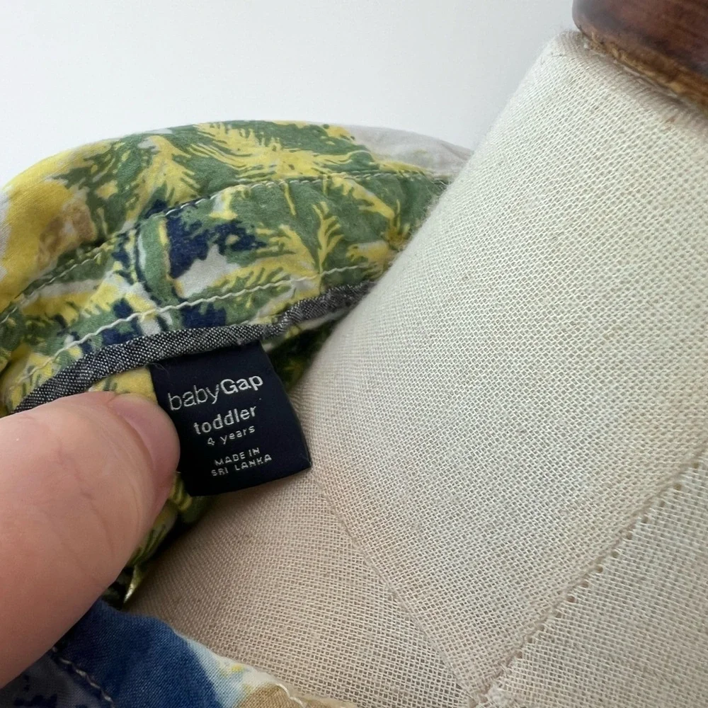 GAP Kids Blue Green Yellow Print‎ Button Down Shirt